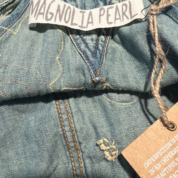 Magnolia Pearl/Free People Floral Appliqué Denim Overalls - Vintage - OS - NWT - Picture 13 of 16